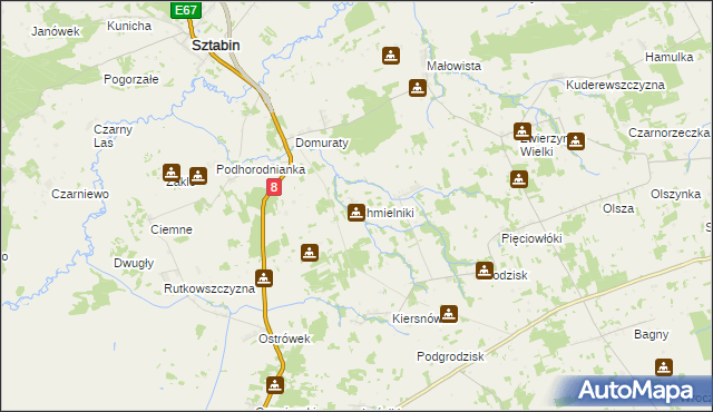 mapa Chmielniki gmina Suchowola, Chmielniki gmina Suchowola na mapie Targeo