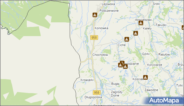 mapa Chochołów gmina Czarny Dunajec, Chochołów gmina Czarny Dunajec na mapie Targeo