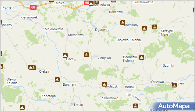 mapa Chojewo, Chojewo na mapie Targeo