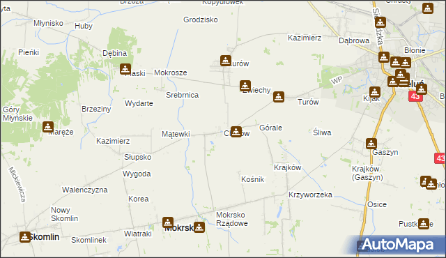 mapa Chotów gmina Mokrsko, Chotów gmina Mokrsko na mapie Targeo