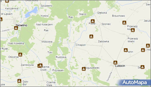 mapa Chrapoń gmina Lutocin, Chrapoń gmina Lutocin na mapie Targeo