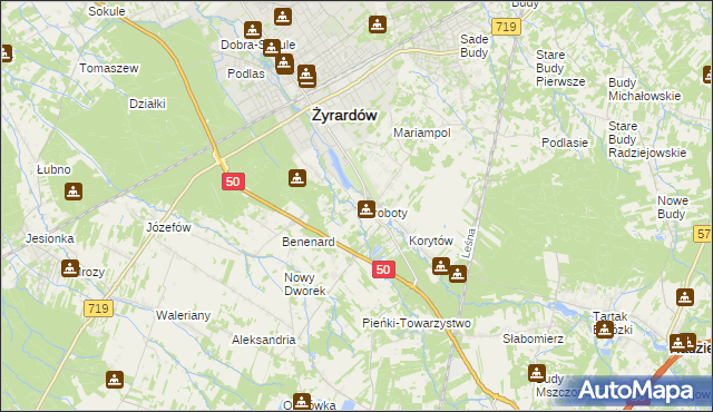 mapa Chroboty, Chroboty na mapie Targeo