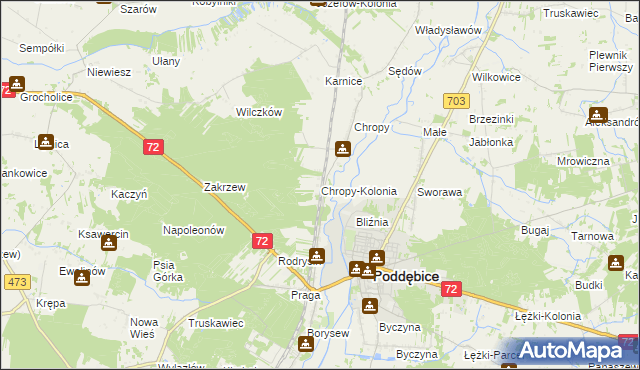 mapa Chropy-Kolonia, Chropy-Kolonia na mapie Targeo