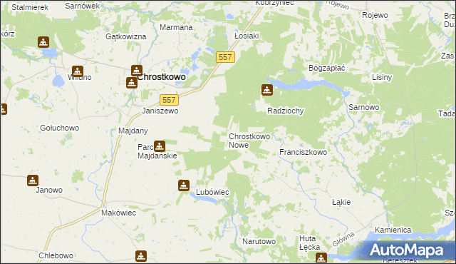 mapa Chrostkowo Nowe, Chrostkowo Nowe na mapie Targeo