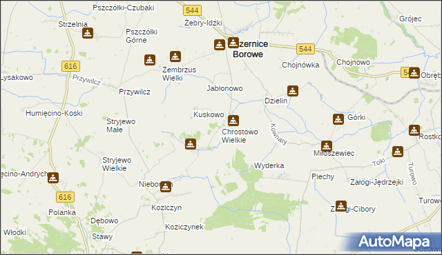 mapa Chrostowo Wielkie, Chrostowo Wielkie na mapie Targeo