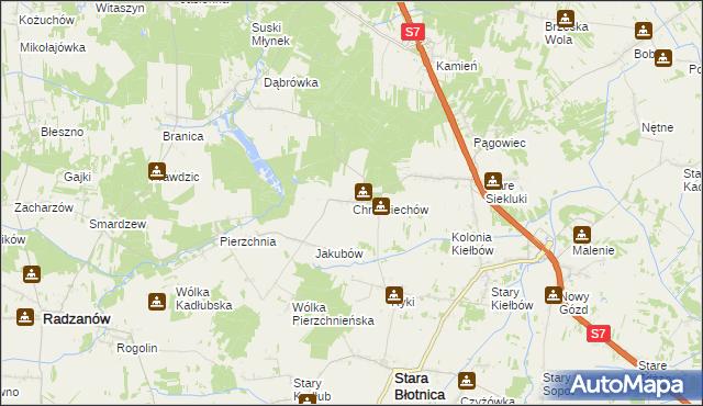 mapa Chruściechów gmina Stara Błotnica, Chruściechów gmina Stara Błotnica na mapie Targeo