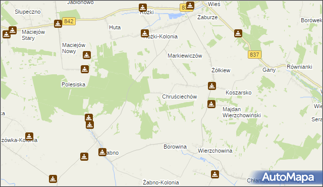 mapa Chruściechów gmina Żółkiewka, Chruściechów gmina Żółkiewka na mapie Targeo