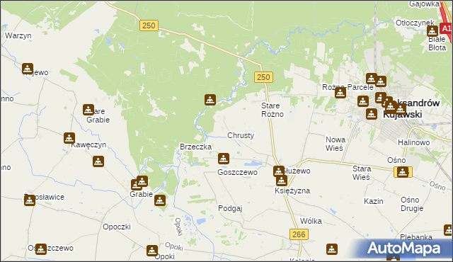 mapa Chrusty gmina Aleksandrów Kujawski, Chrusty gmina Aleksandrów Kujawski na mapie Targeo