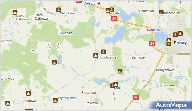 mapa Chudobczyce, Chudobczyce na mapie Targeo