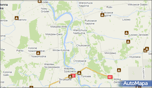 mapa Chutkowice, Chutkowice na mapie Targeo