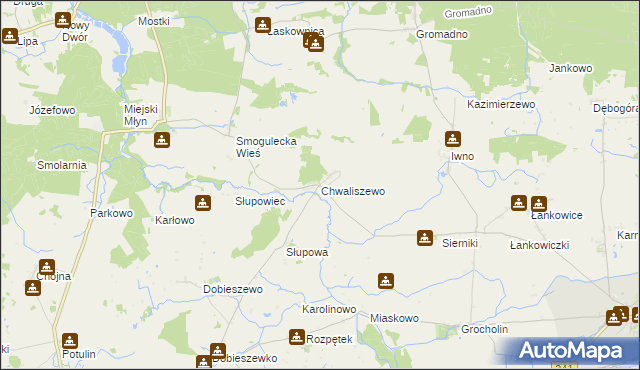mapa Chwaliszewo gmina Kcynia, Chwaliszewo gmina Kcynia na mapie Targeo