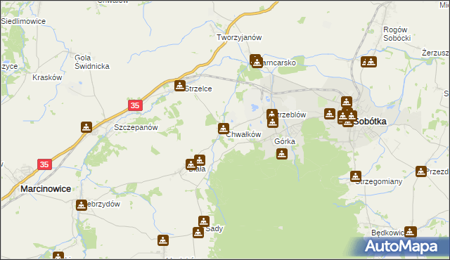 mapa Chwałków, Chwałków na mapie Targeo