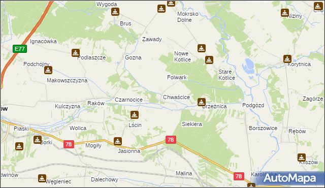 mapa Chwaścice, Chwaścice na mapie Targeo