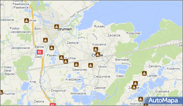 mapa Chybie, Chybie na mapie Targeo