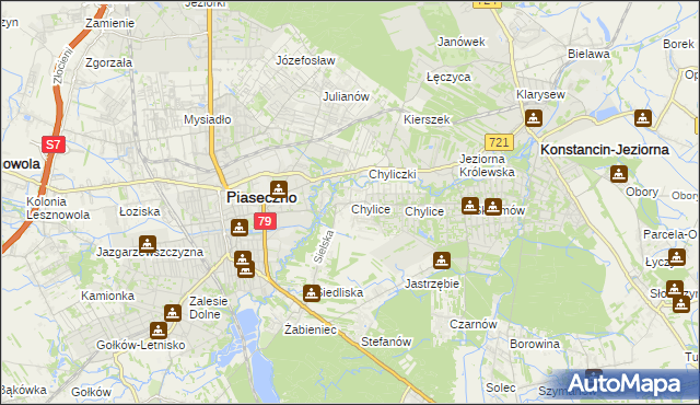 mapa Chylice gmina Piaseczno, Chylice gmina Piaseczno na mapie Targeo