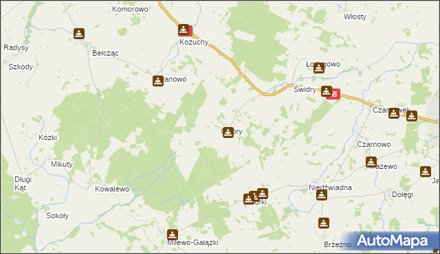 mapa Cibory gmina Biała Piska, Cibory gmina Biała Piska na mapie Targeo