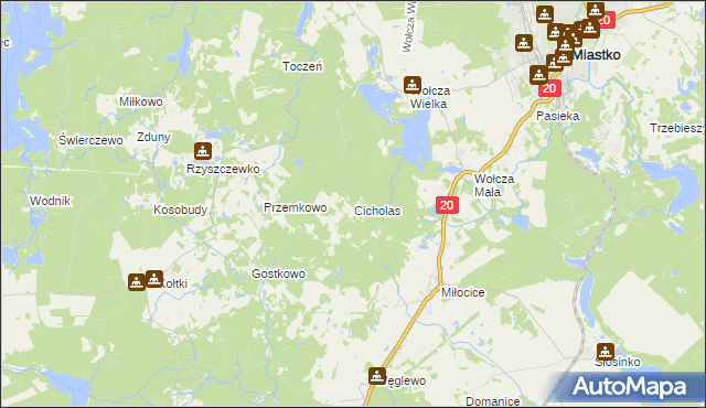 mapa Cicholas, Cicholas na mapie Targeo