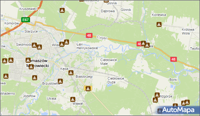 mapa Ciebłowice Małe, Ciebłowice Małe na mapie Targeo