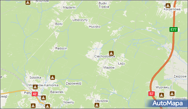 mapa Ciechostowice, Ciechostowice na mapie Targeo