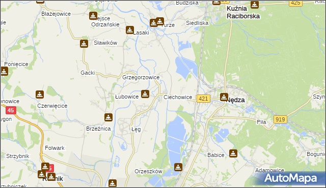 mapa Ciechowice, Ciechowice na mapie Targeo