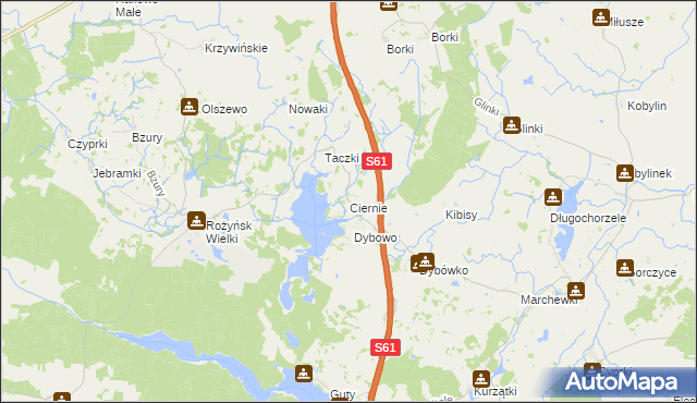 mapa Ciernie gmina Prostki, Ciernie gmina Prostki na mapie Targeo
