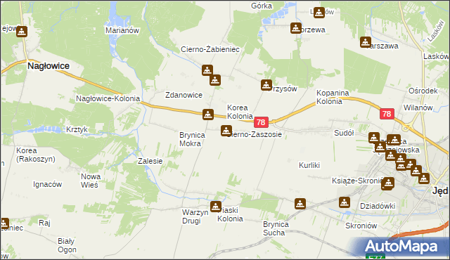 mapa Cierno-Zaszosie, Cierno-Zaszosie na mapie Targeo