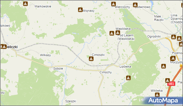 mapa Cimoszki, Cimoszki na mapie Targeo