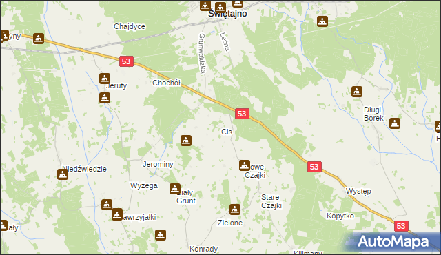 mapa Cis gmina Świętajno, Cis gmina Świętajno na mapie Targeo