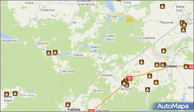 mapa Cis gmina Zblewo, Cis gmina Zblewo na mapie Targeo