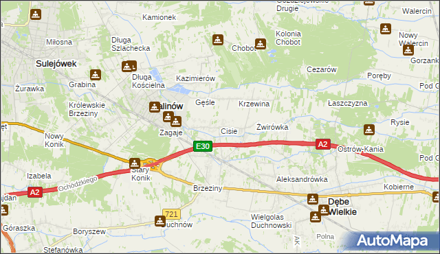 mapa Cisie gmina Halinów, Cisie gmina Halinów na mapie Targeo
