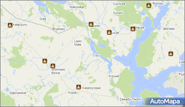 mapa Cisy gmina Prostki, Cisy gmina Prostki na mapie Targeo