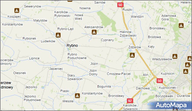 mapa Ćmiszew Rybnowski, Ćmiszew Rybnowski na mapie Targeo