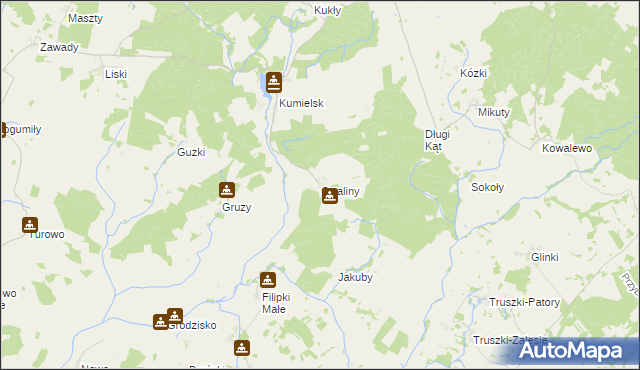 mapa Cwaliny gmina Biała Piska, Cwaliny gmina Biała Piska na mapie Targeo
