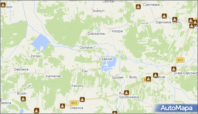mapa Czajków gmina Wodynie, Czajków gmina Wodynie na mapie Targeo