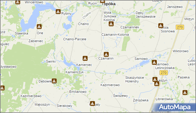 mapa Czamanin, Czamanin na mapie Targeo