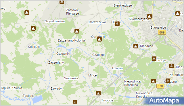 mapa Czaplino gmina Choroszcz, Czaplino gmina Choroszcz na mapie Targeo
