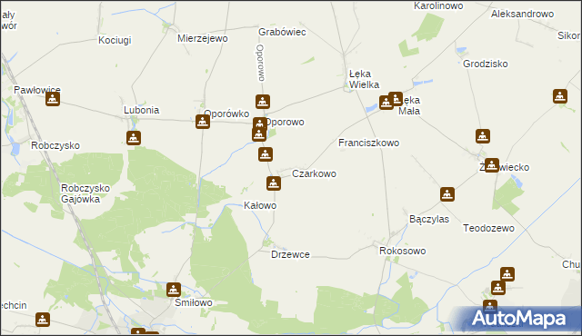 mapa Czarkowo gmina Poniec, Czarkowo gmina Poniec na mapie Targeo