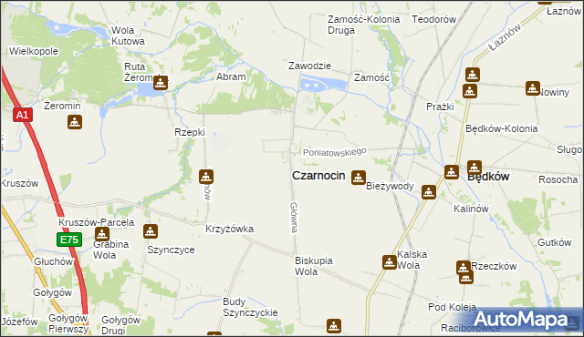 mapa Czarnocin powiat piotrkowski, Czarnocin powiat piotrkowski na mapie Targeo
