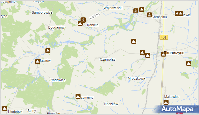 mapa Czarnolas gmina Skoroszyce, Czarnolas gmina Skoroszyce na mapie Targeo