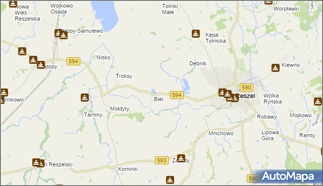 mapa Czarnowiec gmina Reszel, Czarnowiec gmina Reszel na mapie Targeo