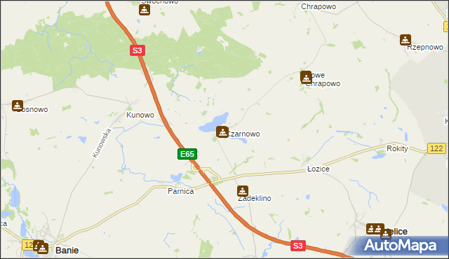 mapa Czarnowo gmina Kozielice, Czarnowo gmina Kozielice na mapie Targeo