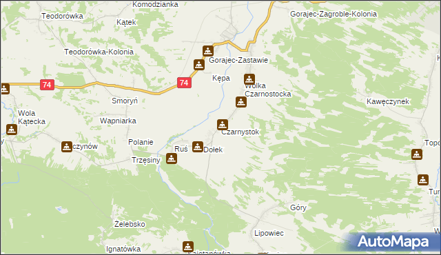 mapa Czarnystok gmina Radecznica, Czarnystok gmina Radecznica na mapie Targeo