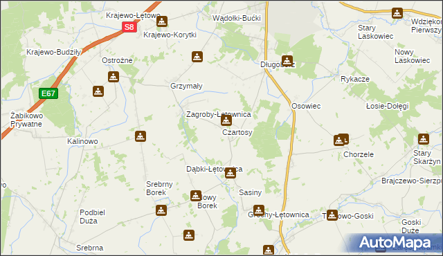 mapa Czartosy, Czartosy na mapie Targeo