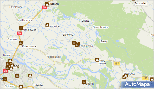 mapa Czepielowice, Czepielowice na mapie Targeo