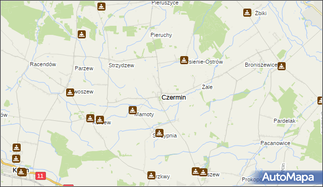 mapa Czermin powiat pleszewski, Czermin powiat pleszewski na mapie Targeo