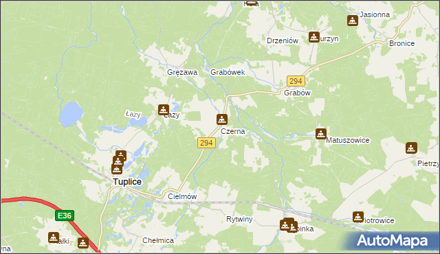 mapa Czerna gmina Tuplice, Czerna gmina Tuplice na mapie Targeo