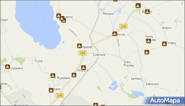 mapa Czernice gmina Pyrzyce, Czernice gmina Pyrzyce na mapie Targeo