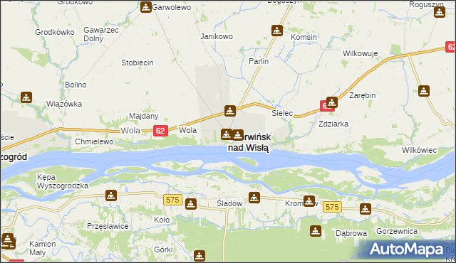mapa Czerwińsk nad Wisłą, Czerwińsk nad Wisłą na mapie Targeo