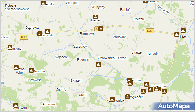 mapa Czerwonka-Folwark, Czerwonka-Folwark na mapie Targeo