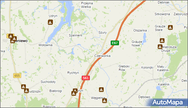 mapa Czerwonka gmina Szypliszki, Czerwonka gmina Szypliszki na mapie Targeo